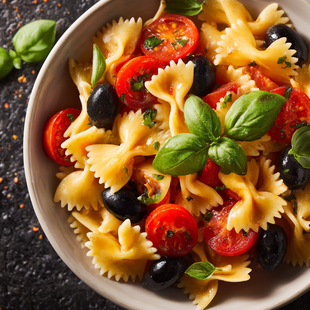 Mediterraner Nudelsalat Mit Oliven