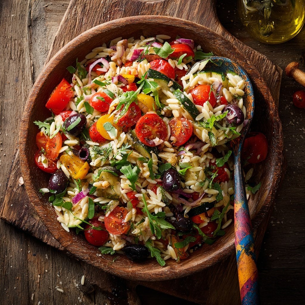 Griechischer Orzo Nudelsalat