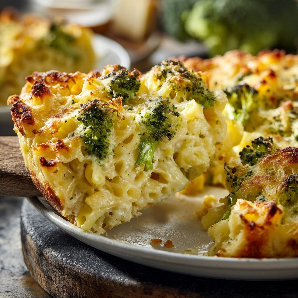 Vegetarischer Nudelauflauf mit Brokkoli