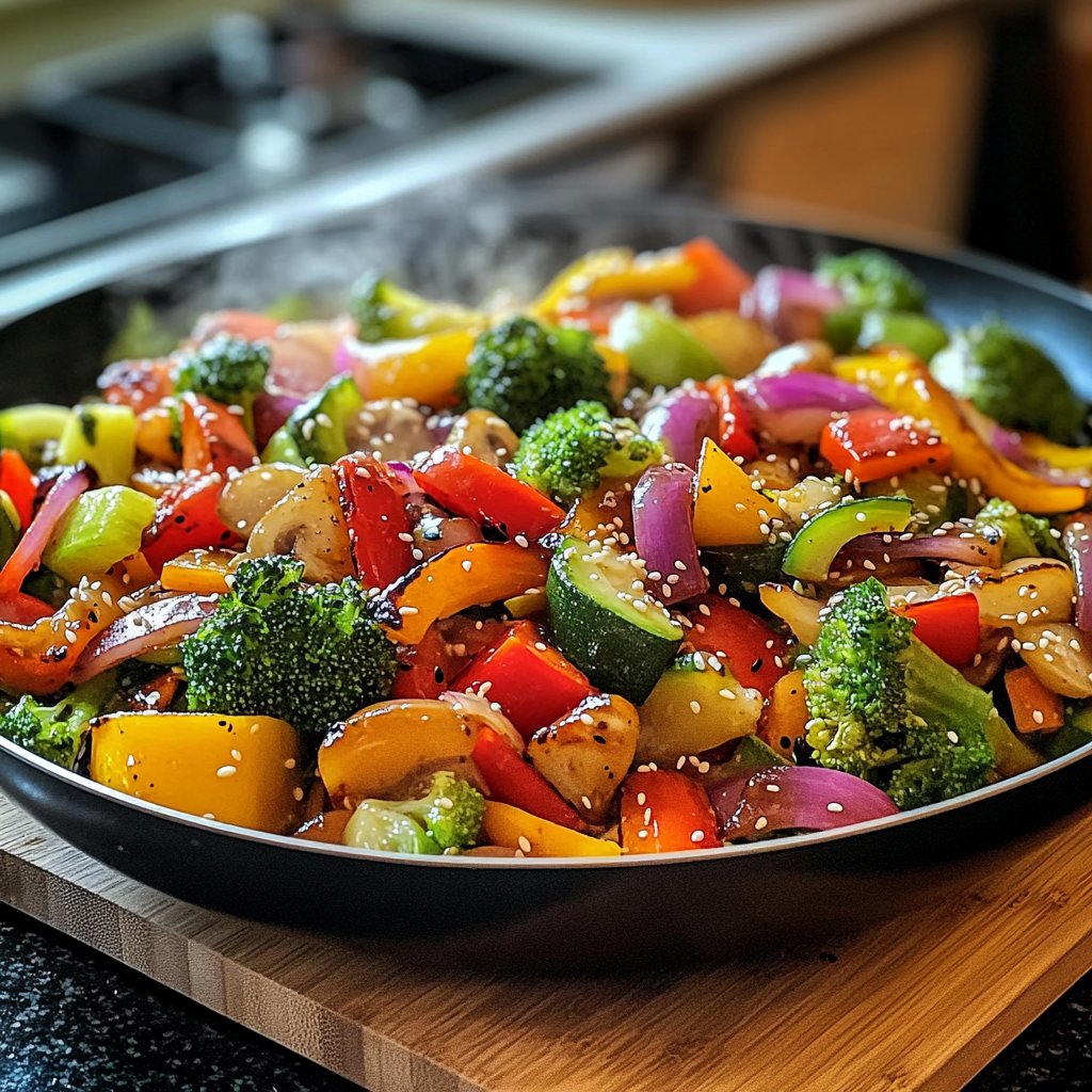 Gemüsepfanne mit Sesam