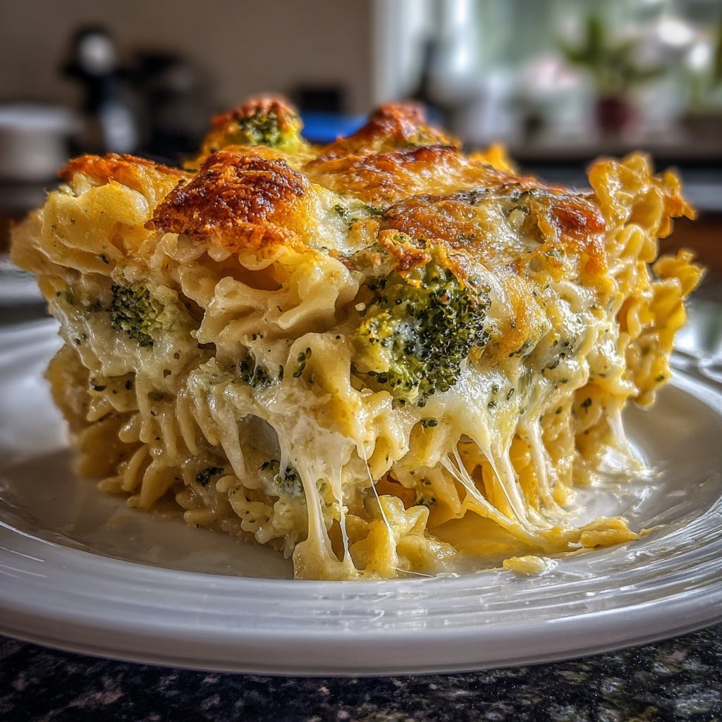 Vegetarischer Nudelauflauf mit Brokkoli