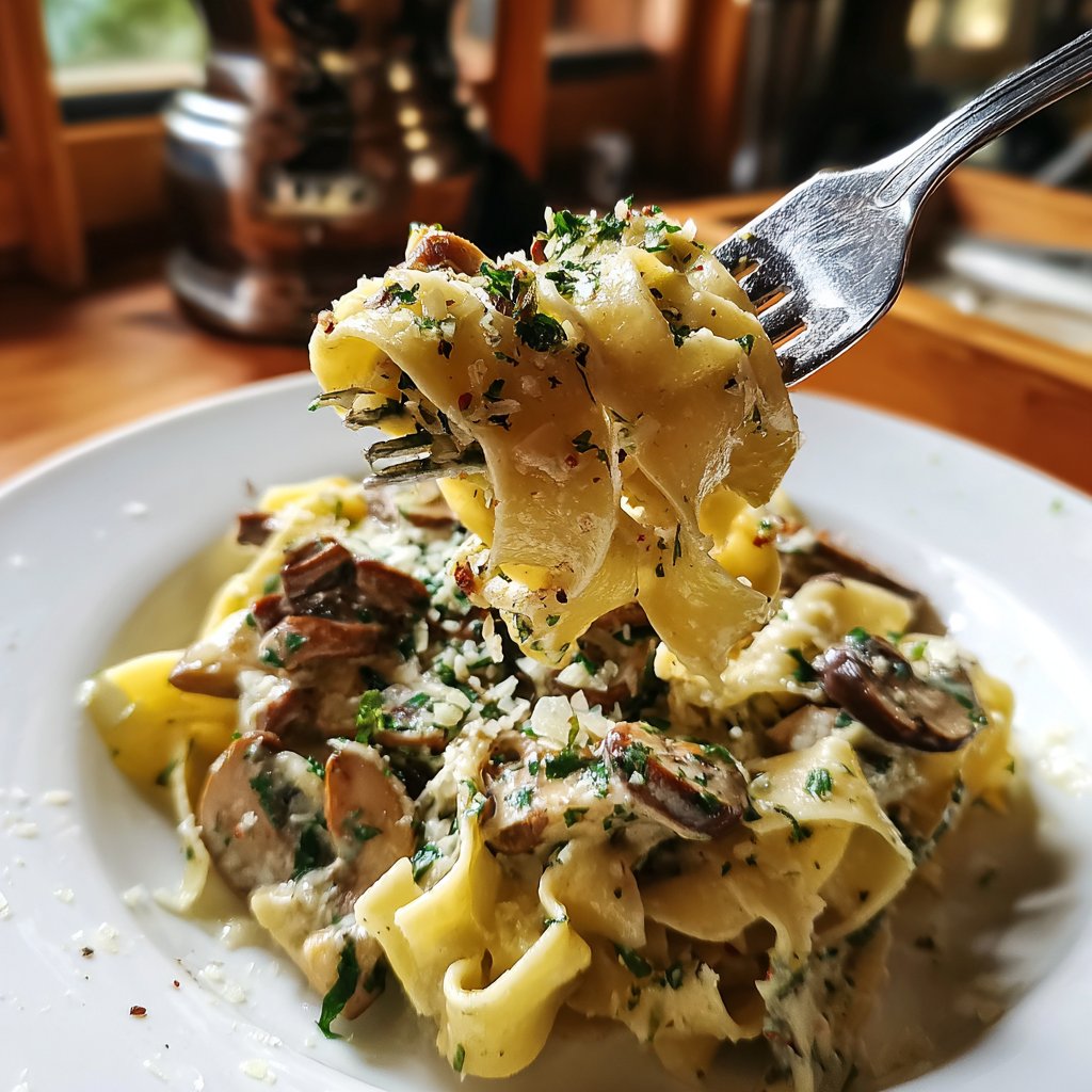 Tagliatelle mit Pilzen und Knoblauch