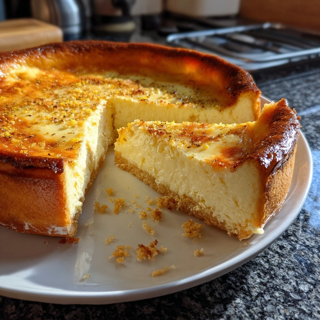 Käsekuchen mit Vanille und Zitronenabrieb